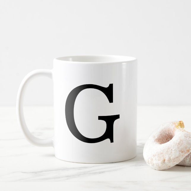 Monogramm Buchstabe G Klassische Tasse, 11 oz Kaffeetasse (Mit Donut)