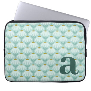 Monogramm Buchstabe Initial Türkis Blau Vintage Fl Laptopschutzhülle