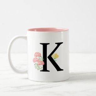 Monogramm Buchstabe K Wasserfarbe Rosen Blumen Spr Zweifarbige Tasse