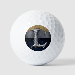 Monogramm Buchstabe L Gold Tröpfelnd Silber Luxus Golfball