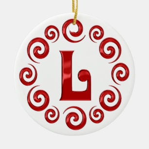 Monogramm-Buchstabe L Rot Keramikornament
