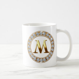 Monogramm Buchstabe M auf rosa-gold glitzerndem Hi Kaffeetasse