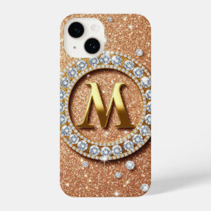 Monogramm Buchstabe M Roségold ✨ Glitter Luxus Chi iPhone 14 Hülle