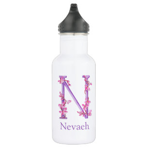 Monogramm Buchstabe N Name orcha rosa lila Edelstahlflasche