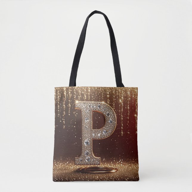 Monogramm Buchstabe P Gold Glitter Anfangsbuchstab (Vorderseite)