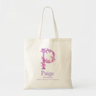 Monogramm Buchstabe P Orchideen Aquarell Paige ind Tragetasche