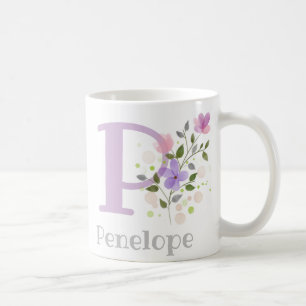 Monogramm Buchstabe P & Vorname Kaffeetasse