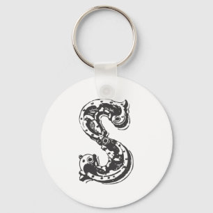 Monogramm-Buchstabe S im Schwarzen Schlüsselanhänger