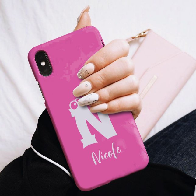 Monogramm Buchstabe Skript Name Rosa Case-Mate iPhone Hülle (Von Creator hochgeladen)