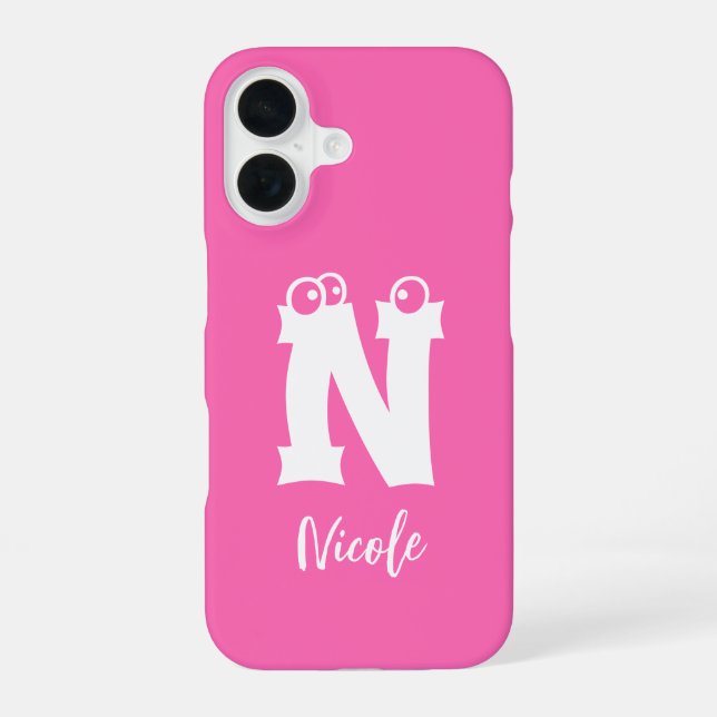 Monogramm Buchstabe Skript Name Rosa iPhone 16 Hülle (Rückseite)