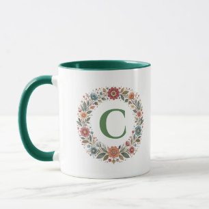 Monogramm Buchstabe Volks Blumen Kranz Individuell Tasse