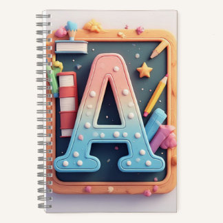 ✏️ Monogramm Buchstabe Zurück zur Schule Farbiger Notizbuch