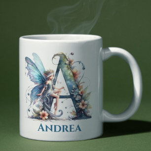Monogramm Buchstaben A mit Name Fairy Kaffeetasse