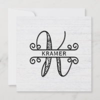 Monogramm Buchstaben K mit Familienname