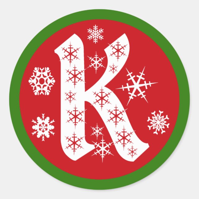 Monogramm-Buchstaben K Runder Aufkleber (Vorderseite)