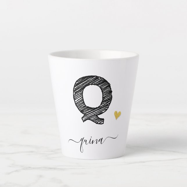 Monogramm-Buchstaben Q der Retro-Sketch-Tasse Milchtasse (Vorderseite)