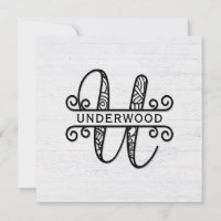 Monogramm Buchstaben U mit Familienname