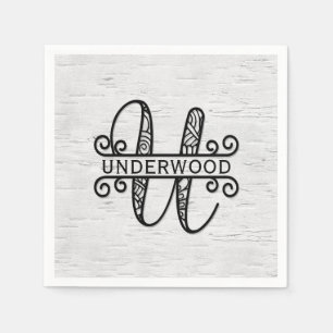 Monogramm Buchstaben U mit Familienname Serviette