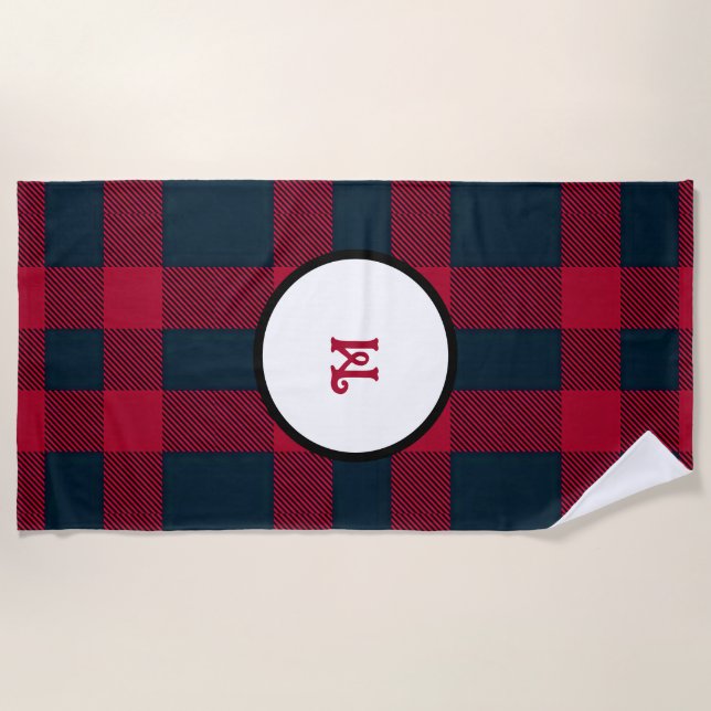Monogramm Büffel kariert Handtuch (Vorderseite)