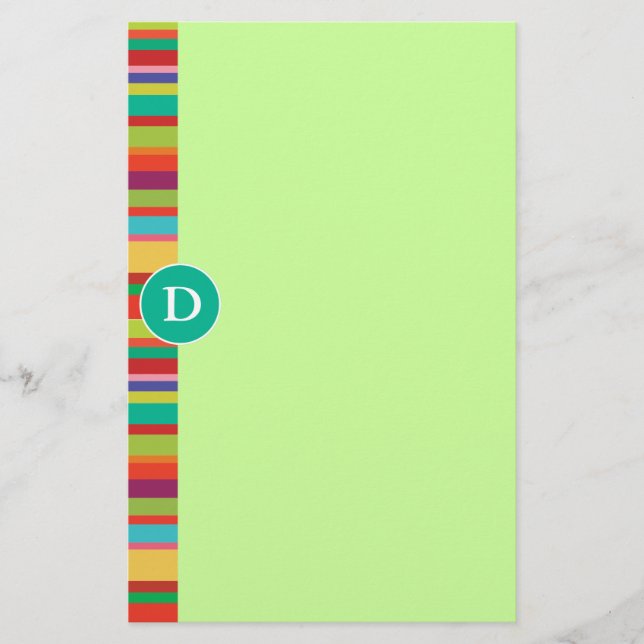 Monogramm-bunte Streifen-kundengerechtes Briefpapier (Vorderseite)