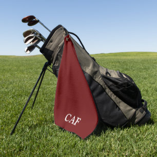 Monogramm Burgund Rot Dunkelrot Weiß   Golfhandtuch