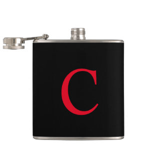 Monogramm C auf schwarz Flachmann