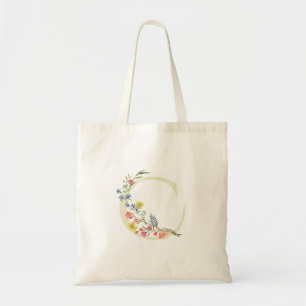 Monogramm C Hochzeitsblumenfeder-Brautparty Tragetasche