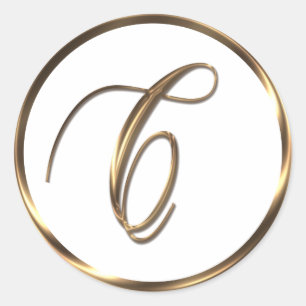 Monogramm C Imitate Bronze Runder Aufkleber