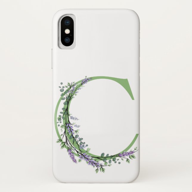 Monogramm C Lavendel Eucalyptus Case-Mate iPhone Hülle (Rückseite)