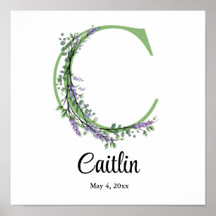 Monogramm C Lavendel-Eukalyptus-Kinderzimmer Poste Poster
