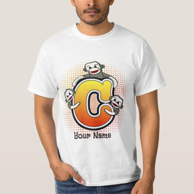Monogramm C Sock Monkey T-Shirt (Vorderseite)