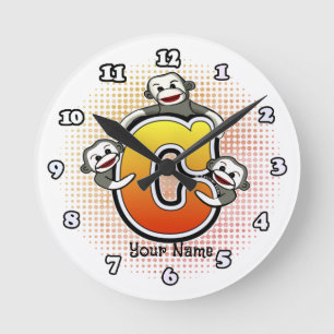 Monogramm C Sock Monkey-Uhr Runde Wanduhr