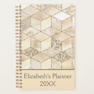 Monogramm Champagner Glitter Creme Beige Geometris Planer