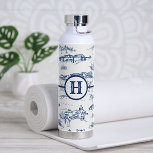 Monogramm Chattanooga Toile Blue Water Flasche