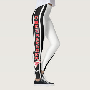 Monogramm-Cheerleader-Rot, weißes Schwarzes Leggings