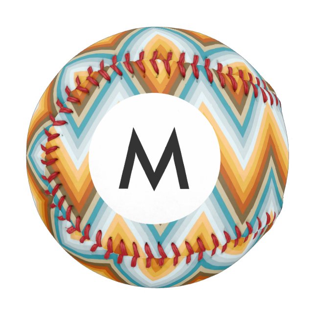 Monogramm-Chevron-Hintergrundmuster Baseball (Vorderseite Links)
