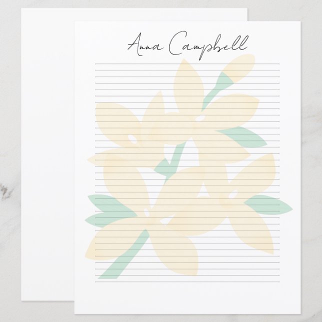 Monogramm Chic Schriftname Schreibwarenpapier (Vorne/Hinten)