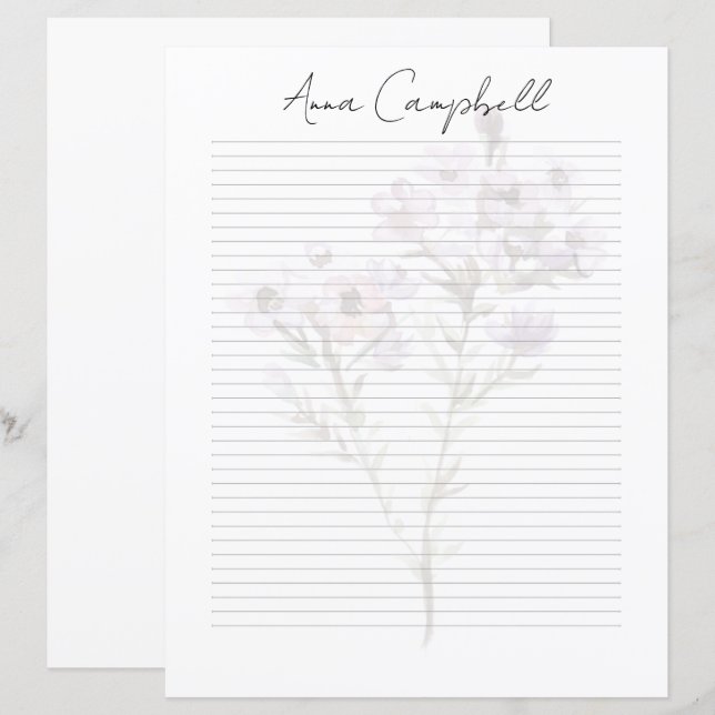 Monogramm Chic Schriftzug Name Schreibwaren Papier (Vorne/Hinten)