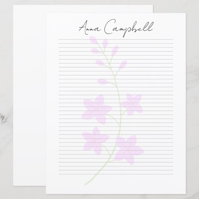 Monogramm Chic Schriftzug Name Schreibwaren Papier (Vorne/Hinten)