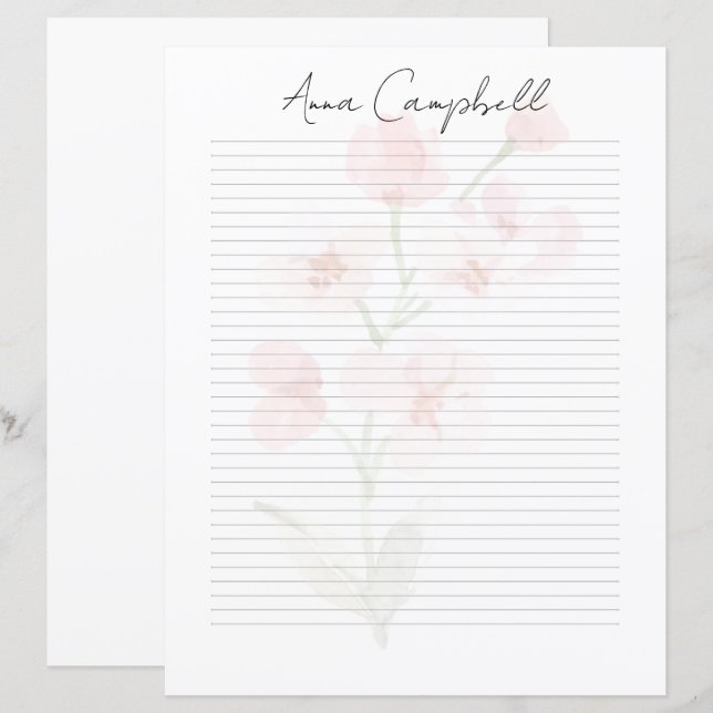 Monogramm Chic-Schriftzug Name Schreibwaren Papier (Vorne/Hinten)