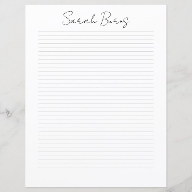 Monogramm Chic Schriftzug Name Schreibwarenpapier (Vorderseite)