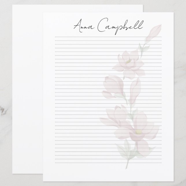 Monogramm Chic Schriftzug Name Schreibwarenpapier (Vorne/Hinten)