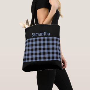 Monogramm Chic Schwarz und Blau Buffalo Karo Trend
