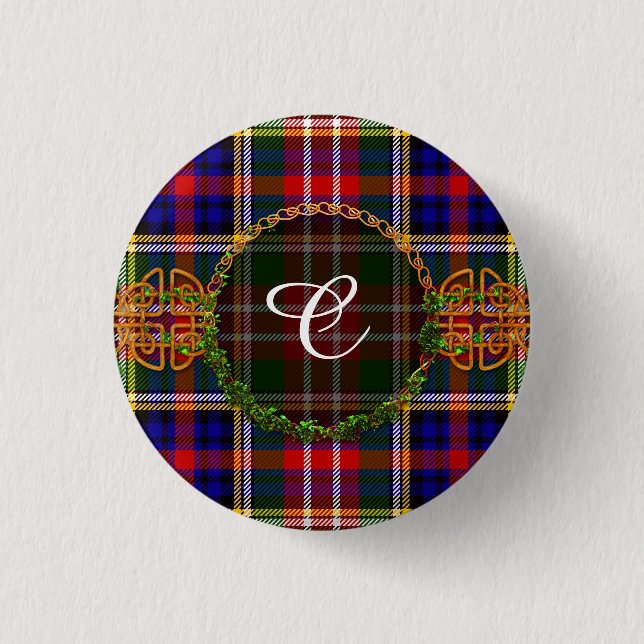 Monogramm Christie Tartan Button (Vorderseite)