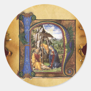 MONOGRAMM-CHRISTMAS-PARCHMENT RUNDER AUFKLEBER