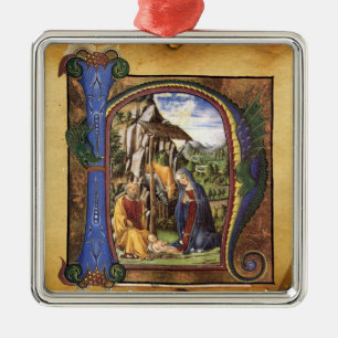 MONOGRAMM-CHRISTMAS-PARCHMENT SILBERNES ORNAMENT