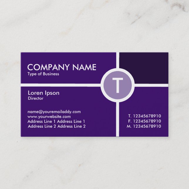 Monogramm Circle Cross - Shades Dark Violet Visitenkarte (Vorderseite)