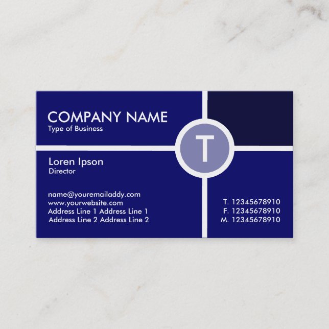 Monogramm Circle Cross - Shades of Dark Blue Visitenkarte (Vorderseite)