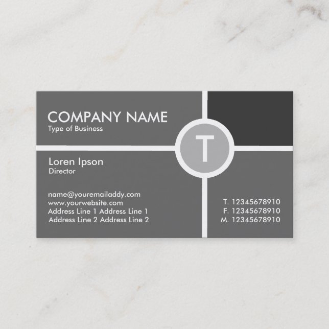 Monogramm Circle Cross - Shades of Grey Visitenkarte (Vorderseite)