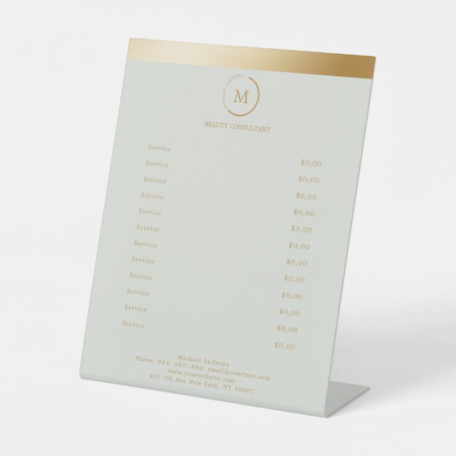 Monogramm-Circle des Salon Grey Green Sockelschild (Vorderseite)